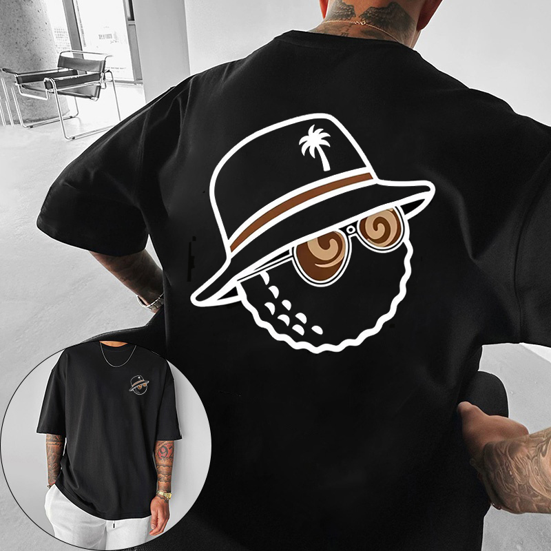 Streetwear Brand Shirts - เสื้อยืดกราฟิกสุดเทรนดี้แบบยูนิเซ็กซ์พร้อมลายพิมพ์หมวกบักเก็ตและแว่นกันแดด เหมาะสำหรับเสื้อยืดสตรีทแวร์ในฤดูร้อนจากแบรนด์สุดฮิต