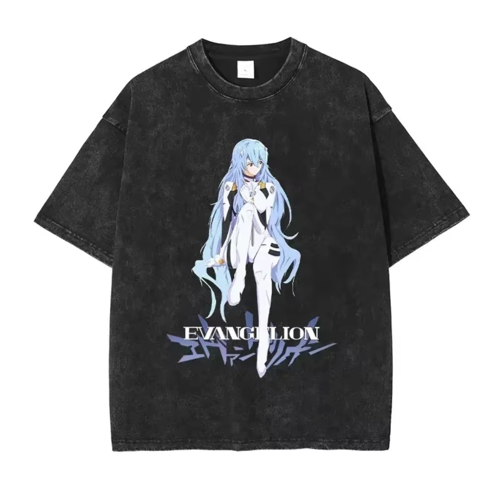 Streetwear Brand Shirts - เสื้อยืดโอเวอร์ไซส์ผู้ชาย เสื้อผ้า EVA อนิเมะ สตรีทแวร์ แบรนด์วินเทจ