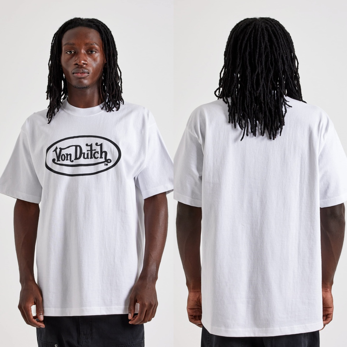 Streetwear Brand With A Logo - เสื้อยืดลายกราฟิกแบรนด์ Von Street สีขาว โลโก้โดดเด่น ผ้าฝ้าย